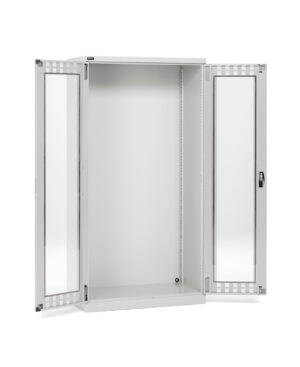 Armadio con porte a battente fessurate in policarbonato