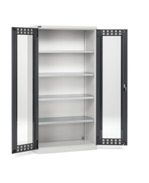 Armadio con porte a battente fessurate in policarbonato