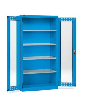 Armadio con porte a battente fessurate in policarbonato