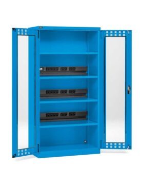 Armadio con porte a battente fessurate in policarbonato