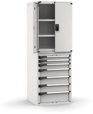 Armadio con porte con 7 cassetti 3xPR 2x75 1x100 3x150 1x200