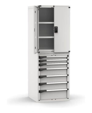 Armadio con porte con 7 cassetti 3xPR 2x75 1x100 3x150 1x200