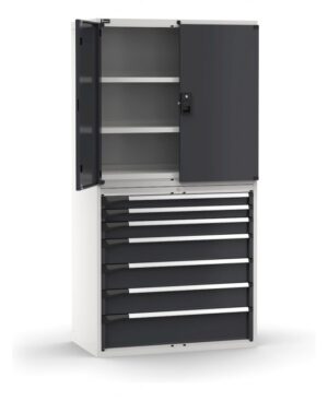 Armadio con porte con 7 cassetti 3xPR 2x75 1x100 3x150 1x200