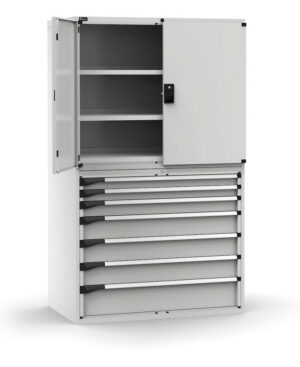 Armadio con porte con 7 cassetti 3xPR 2x75 1x100 3x150 1x200