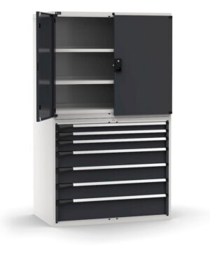 Armadio con porte con 7 cassetti 3xPR 2x75 1x100 3x150 1x200