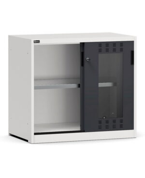 Armadio con porte scorrevoli fessurate in policarbonato