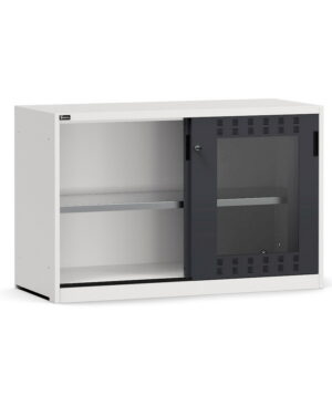 Armadio con porte scorrevoli fessurate in policarbonato