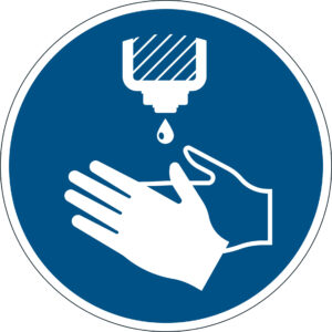 segnaletica di sicurezza: pittogramma obbligo disinfettarsi le mani
