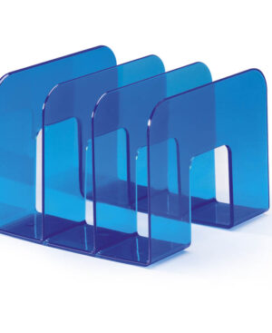 Porta cataloghi Trend, 3 comparti, 215x165x210 mm, blu traslucido