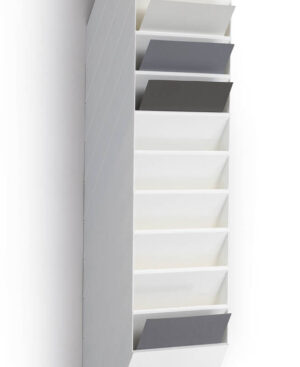 Flexiboxx 12 A4, espositore da parete, f.to A4, 12 comparti, 240x1115x135 mm, bianco