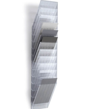 Flexiboxx 12 A4, espositore da parete, f.to A4, 12 comparti, 240x1115x135 mm, trasparente