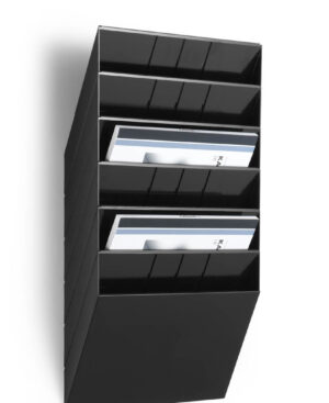 Flexiboxx 6 A4 Orizzontale, espositore da parete, f.to A4, 6 comparti, 348x620x95 mm, nero