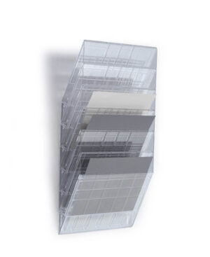 Flexiboxx 6 A4 Orizzontale, espositore da parete, f.to A4, 6 comparti, 348x620x95 mm, trasparente