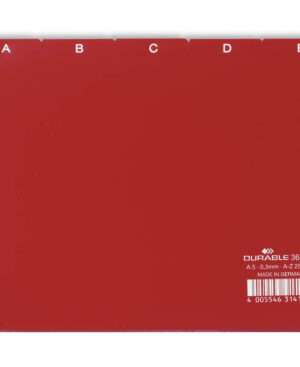 Divisori A5 5/5 tasti A-Z cavalierini prestampati in PPL, rosso