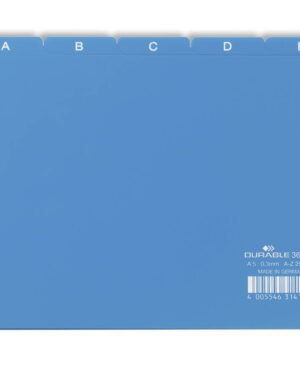 Divisori A5 5/5 tasti A-Z cavalierini prestampati in PPL, azzurro