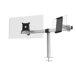 Braccio porta monitor per 1 monitor e 1 tablet con perno per foro passacavo