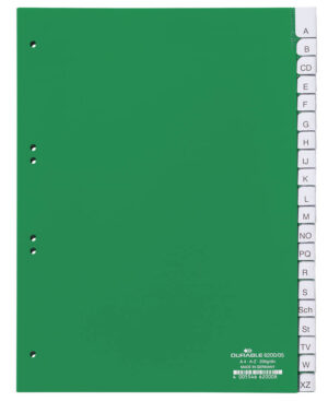 Divisorio A4 20 tasti A-Z termosaldati con indice foratura 60/80+80x80x80 mm, verde