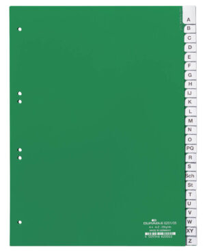 Divisorio A4 25 tasti A-Z termosaldati con indice in PPL, verde