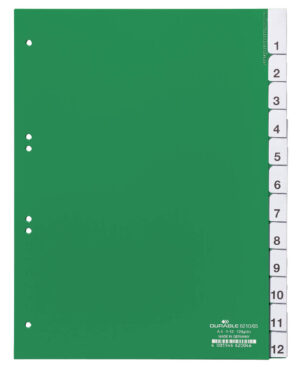 Divisorio A4 12 tasti 1-12 termosaldati con indice, verde