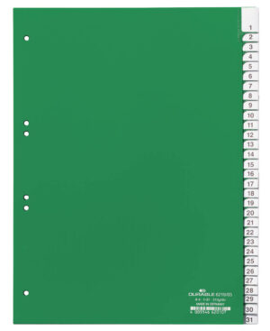 Divisorio A4 31 tasti 1-31 termosaldati con indice, verde