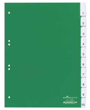 Divisorio A4 10 tasti termosaldati con indice, verde
