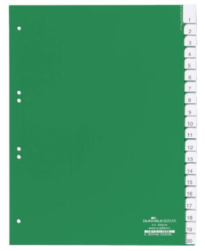 Divisorio A4 20 tasti termosaldati con indice foratura 60/80+80x80x80 mm, verde