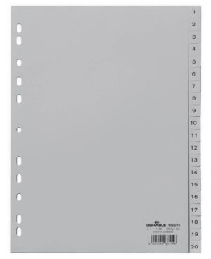 Divisorio A4 20 tasti 1-20 cavalierini prestampati in PPL, grigio