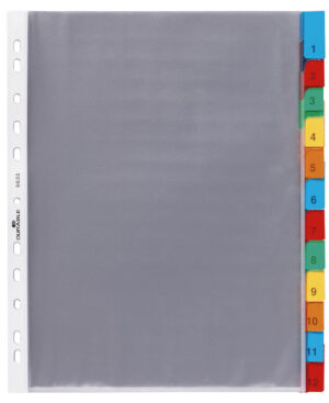 Divisorio A4 5 tasti con cavalierini colorati e indice in PPL, multicolore