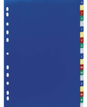 Divisorio A4 20 tasti A-Z con cavalierini colorati e prestampati con indice in PPL, multicolore