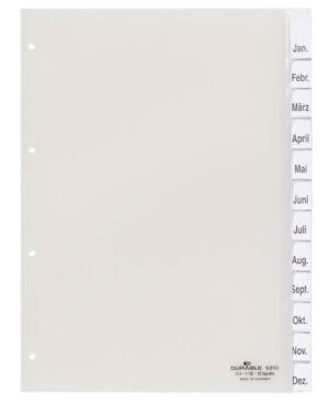 Divisorio A4 12 tasti 1-12 termosaldati con indice foratura 80x80x80 mm, trasparente