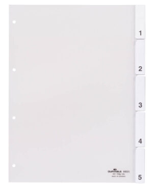 Divisorio A4 5 tasti termosaldati con indice foratura 80x80x80 mm, trasparente