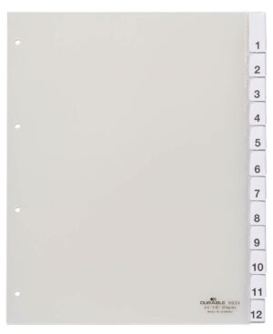 Divisorio A4+ 12 tasti 1-12 termosaldati, trasparente